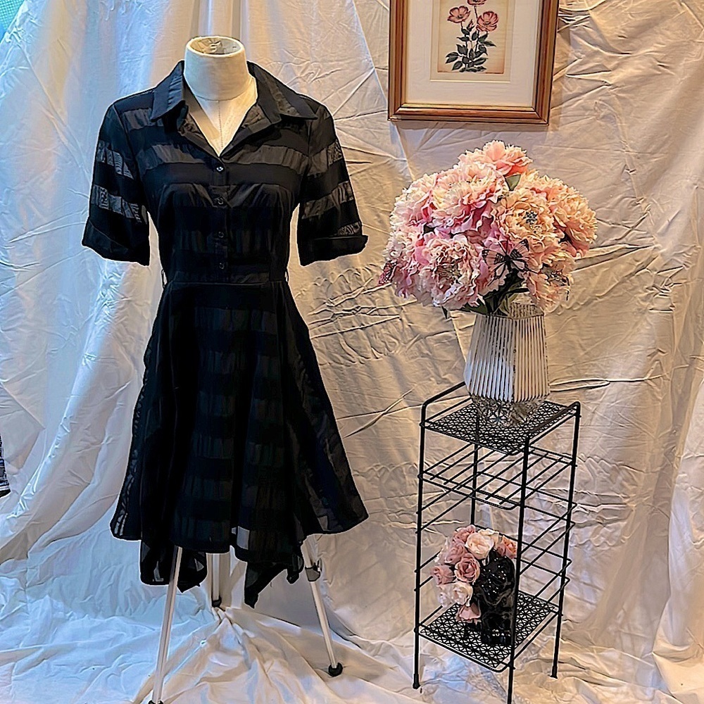 BADGLEY MISCHKA STRIPED COCKTAIL DRESS